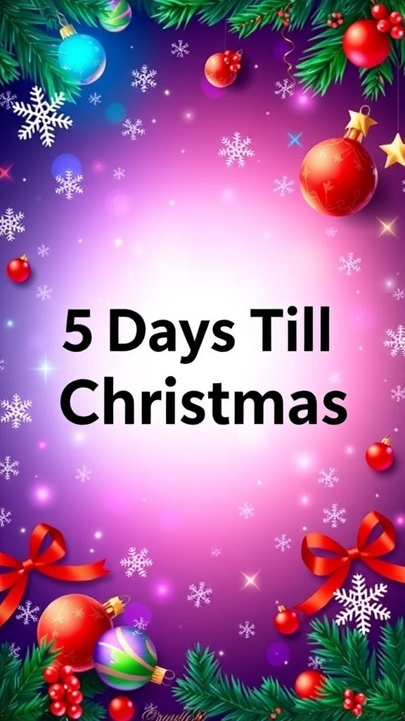 5 Days Till Christmas Countdown Wallpaper A cheerful countdown to Christmas wallpaper with festive decorations and the text